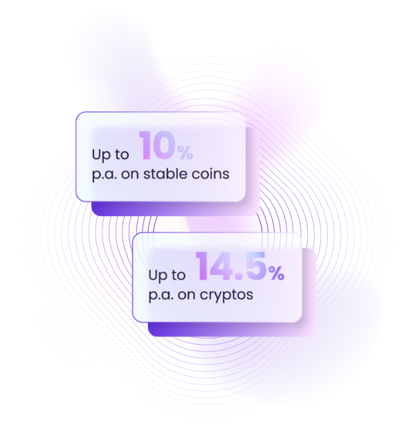 Stable coin badge 10%, crypto 14.5% badge Stable coin badge 10%, crypto 14.5% badge